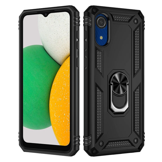 For Samsung Galaxy A03 Core 164mm Shockproof TPU + PC Phone Case with Holder(Black) by buy2fix