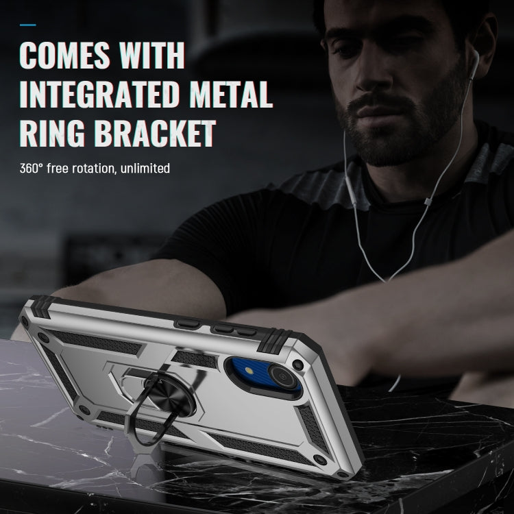 For Samsung Galaxy A03 Core 164mm Shockproof TPU + PC Phone Case with Holder(Silver) by buy2fix