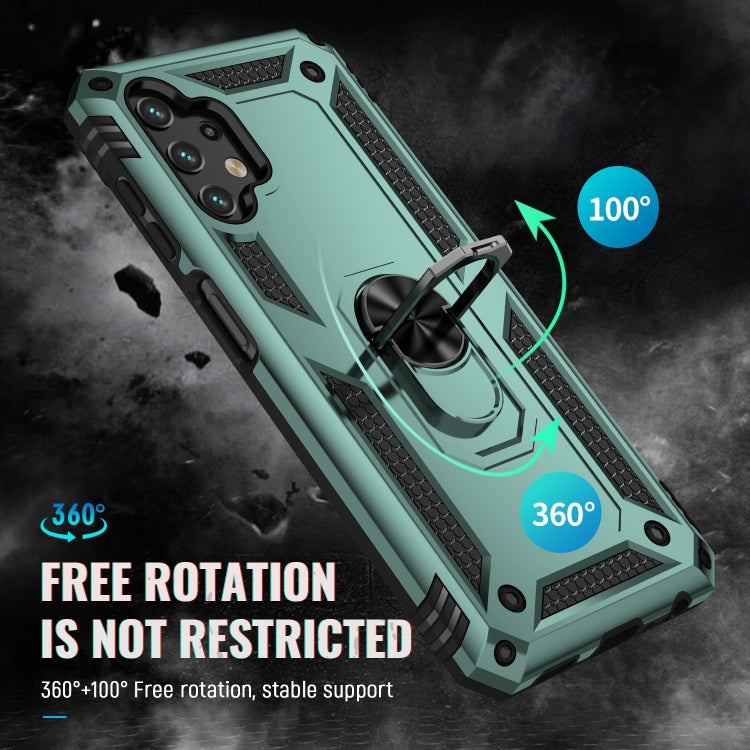 For Samsung Galaxy A13 4G Shockproof TPU + PC Phone Case with Holder(Dark Green) - Galaxy Phone Cases by buy2fix | Online Shopping UK | buy2fix