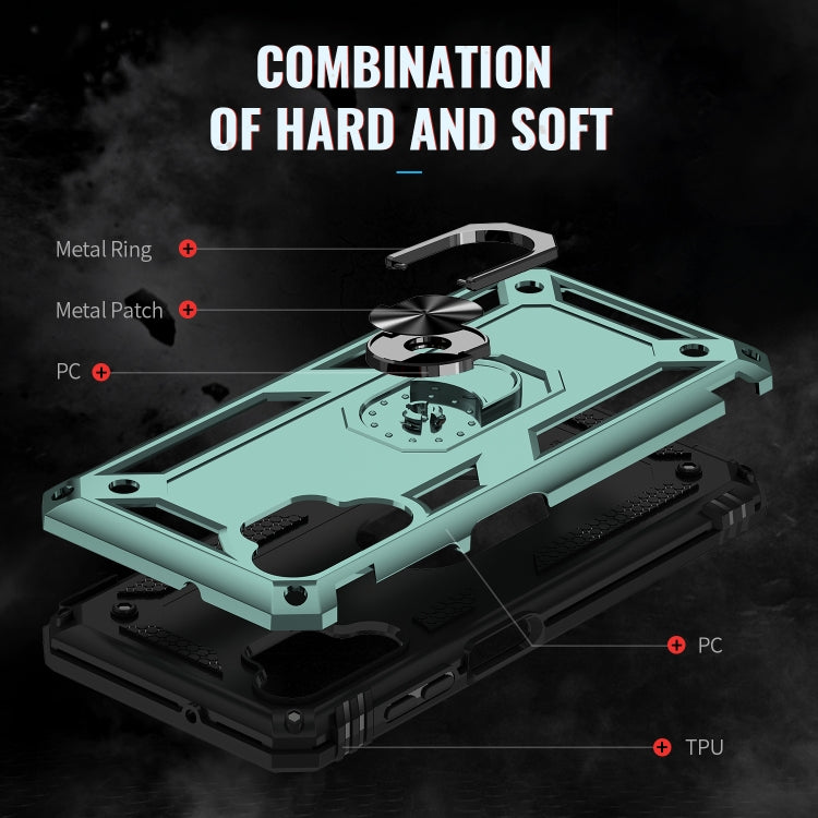 For Samsung Galaxy A13 4G Shockproof TPU + PC Phone Case with Holder(Dark Green) - Galaxy Phone Cases by buy2fix | Online Shopping UK | buy2fix
