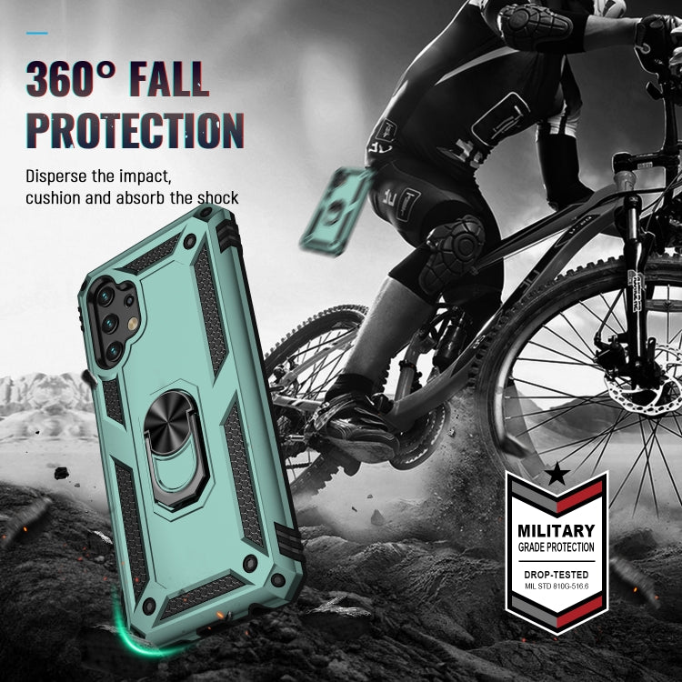 For Samsung Galaxy A13 4G Shockproof TPU + PC Phone Case with Holder(Dark Green) - Galaxy Phone Cases by buy2fix | Online Shopping UK | buy2fix