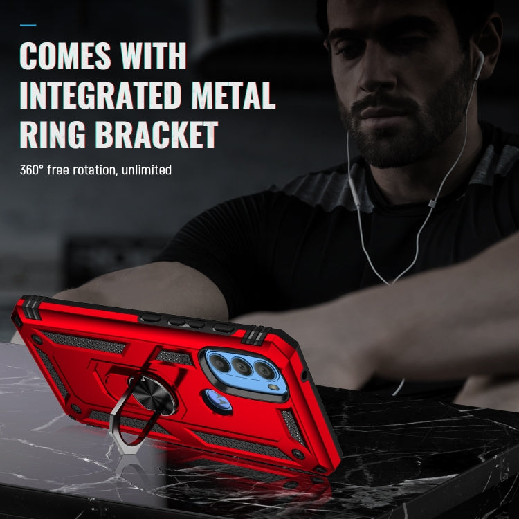 For Motorola Moto G71 5G Shockproof TPU + PC Phone Case with Holder(Red) by buy2fix