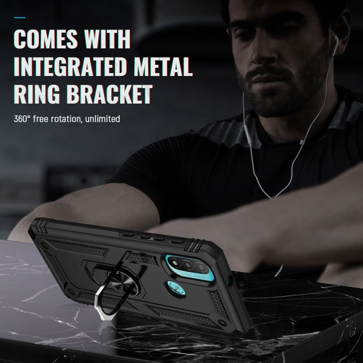 For Motorola Moto E20 / E30 / E40 Shockproof TPU + PC Holder Phone Case(Black) by buy2fix