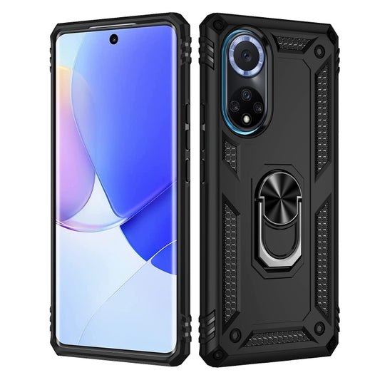 For Huawei nova 9 Shockproof TPU + PC Holder Phone Case(Black) by buy2fix