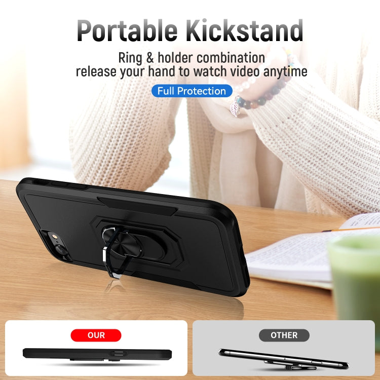 For iPhone SE 2022 / SE 2020 / 8 / 7 Pioneer Armor Heavy Duty PC + TPU Holder Phone Case(Black) by buy2fix