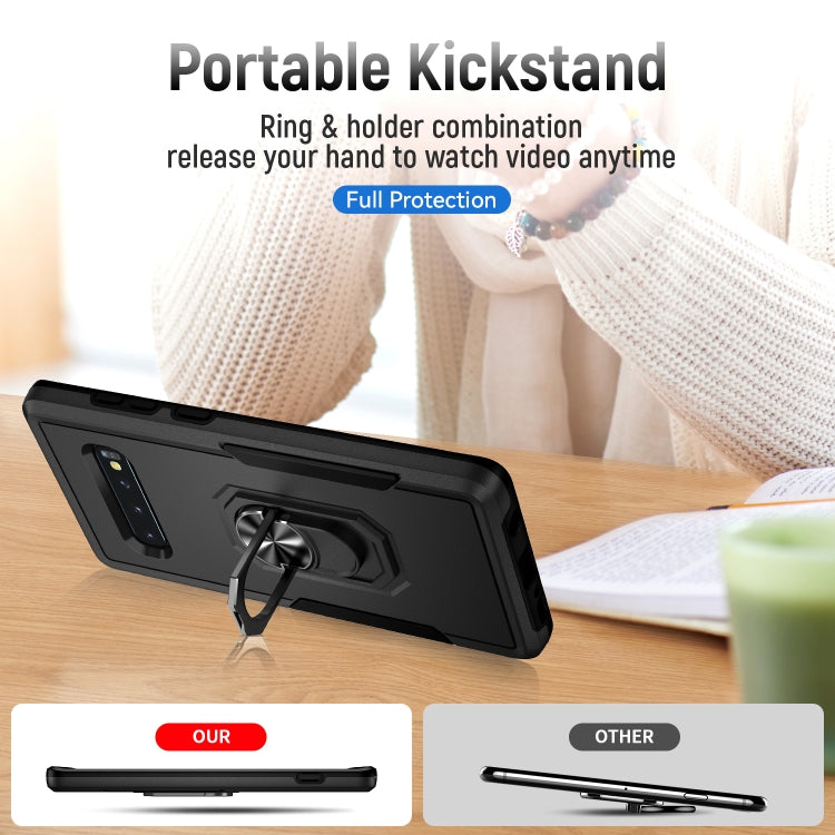 For Samsung Galaxy S10+ Pioneer Armor Heavy Duty PC + TPU Holder Phone Case(Black) - Galaxy Phone Cases by buy2fix | Online Shopping UK | buy2fix