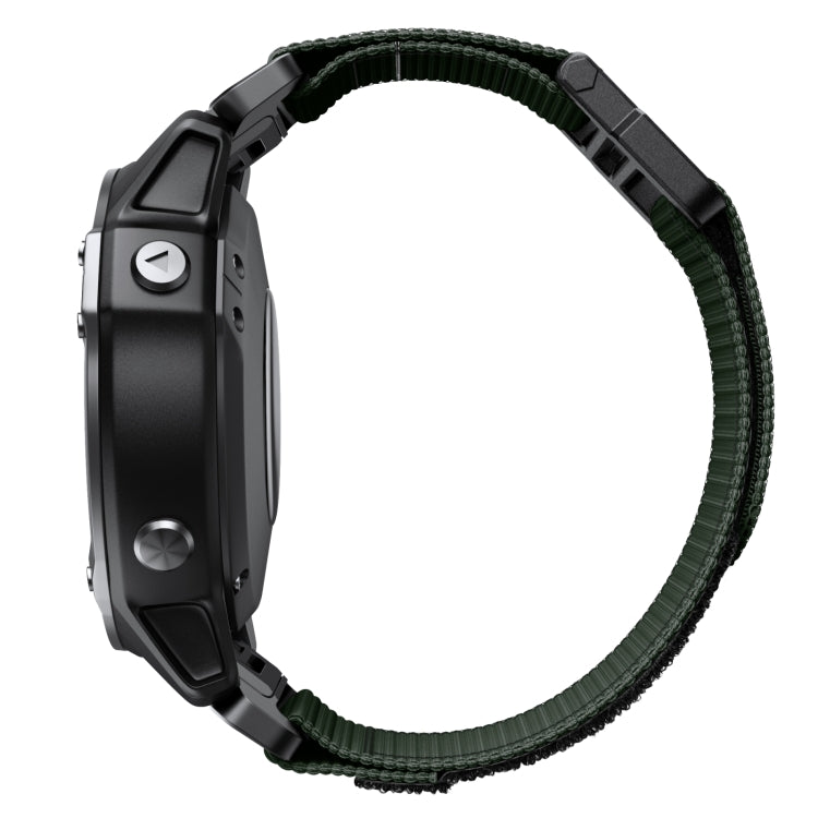 For Garmin Fenix 7X Hook And Loop Fastener Nylon Watch Band(Army Green) - Watch Bands by buy2fix | Online Shopping UK | buy2fix