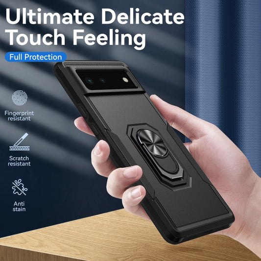 For Google Pixel 6 Pioneer Armor Heavy Duty PC + TPU Holder Phone Case(Black) by buy2fix