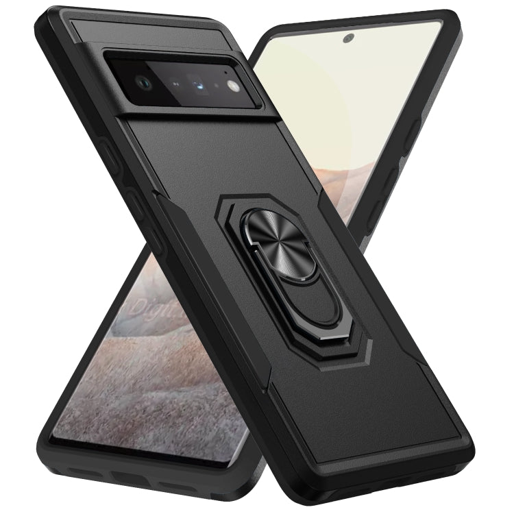 For Google Pixel 6 Pro Pioneer Armor Heavy Duty PC + TPU Holder Phone Case(Black) - Google Cases by buy2fix | Online Shopping UK | buy2fix