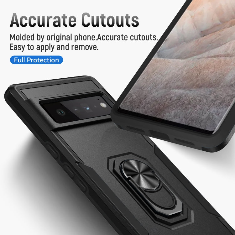 For Google Pixel 6 Pro Pioneer Armor Heavy Duty PC + TPU Holder Phone Case(Black) - Google Cases by buy2fix | Online Shopping UK | buy2fix