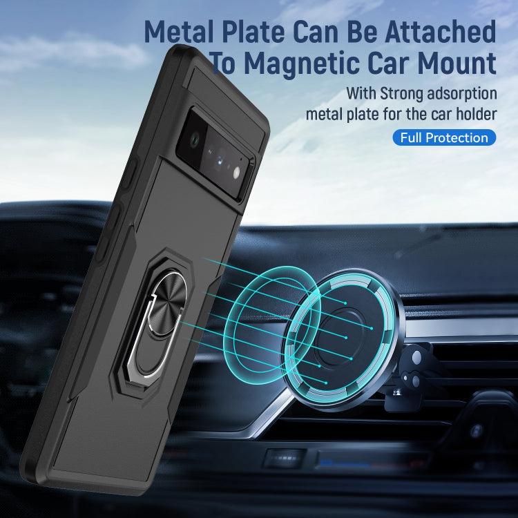 For Google Pixel 6 Pro Pioneer Armor Heavy Duty PC + TPU Holder Phone Case(Black) - Google Cases by buy2fix | Online Shopping UK | buy2fix