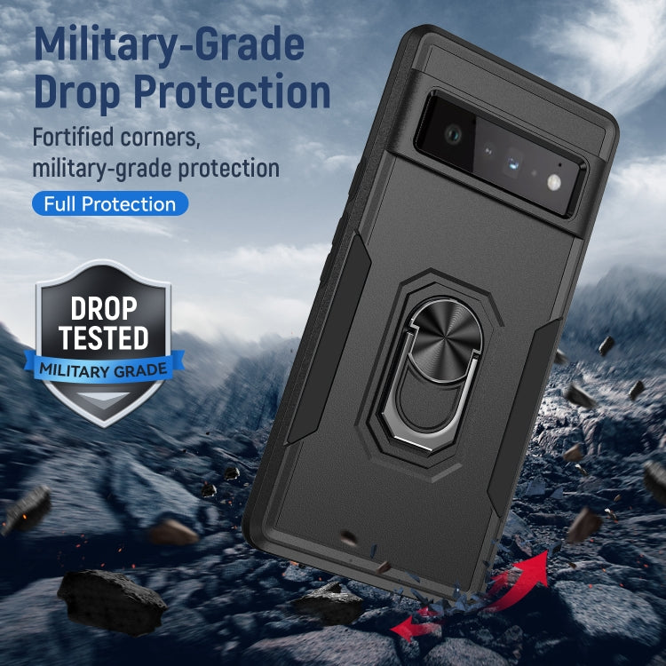 For Google Pixel 6 Pro Pioneer Armor Heavy Duty PC + TPU Holder Phone Case(Black) - Google Cases by buy2fix | Online Shopping UK | buy2fix