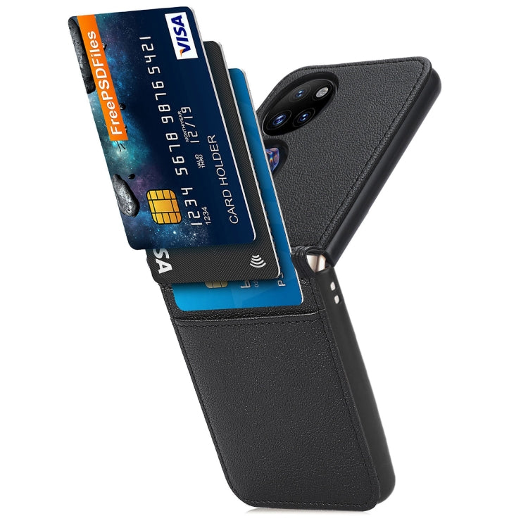 For Huawei P50 Pocket Lambskin Texture Card Folding Phone Case(Black) - Huawei Cases by buy2fix | Online Shopping UK | buy2fix
