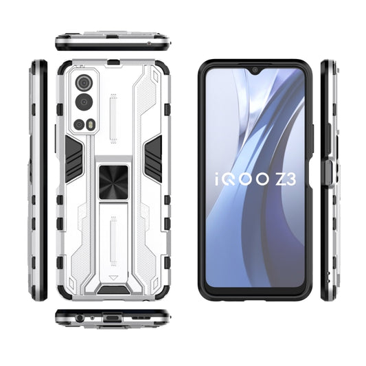 For vivo iQOO Z3 5G Supersonic PC + TPU Shock-proof Phone Case with Holder(Silver) by buy2fix