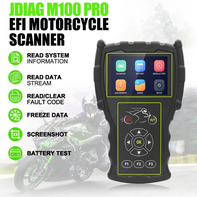 JDiag M100 PRO Intelligent Motorcycle Electronic Fuel Injection System Diagnostic Instrument, Fully Equipped Version(Black) - Electrical Instruments by buy2fix | Online Shopping UK | buy2fix