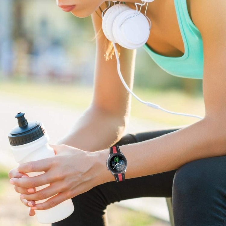 20mm Universal Color Matching Leather Watch Band(Black Red) by buy2fix