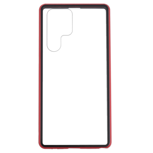 For Samsung Galaxy S22 Ultra 5G HD Magnetic Metal Tempered Glass Phone Case(Red) by buy2fix