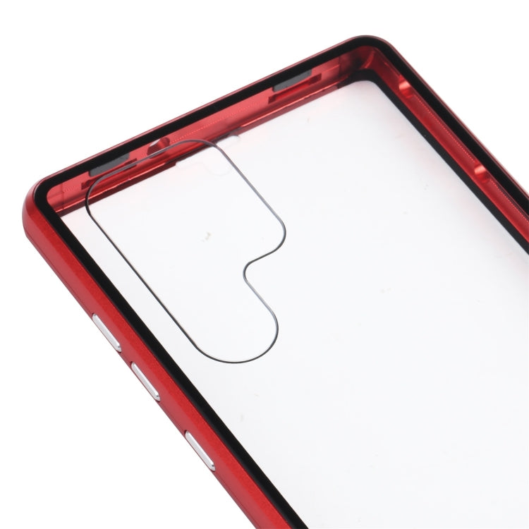 For Samsung Galaxy S22 Ultra 5G HD Magnetic Metal Tempered Glass Phone Case(Red) by buy2fix