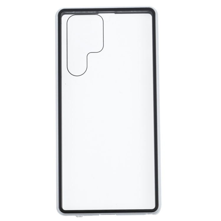For Samsung Galaxy S22 Ultra 5G HD Magnetic Metal Tempered Glass Phone Case(Silver) - Galaxy S22 Ultra 5G Cases by buy2fix | Online Shopping UK | buy2fix