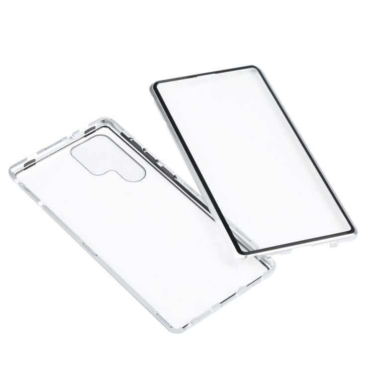 For Samsung Galaxy S22 Ultra 5G HD Magnetic Metal Tempered Glass Phone Case(Silver) - Galaxy S22 Ultra 5G Cases by buy2fix | Online Shopping UK | buy2fix
