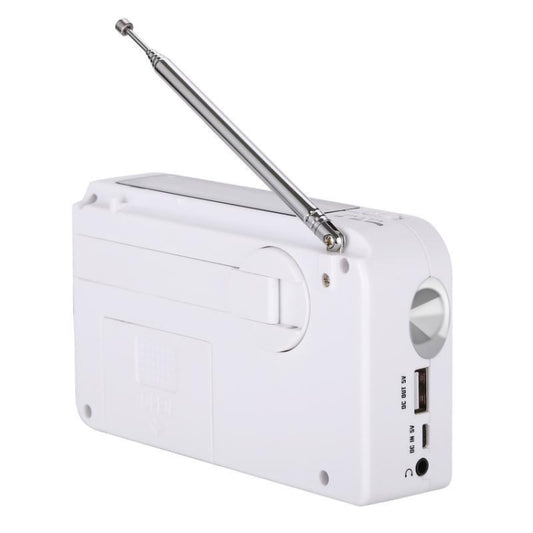 RD-638T Two-band Solar Powered AM / FM Radio Player Flashlight with Dynamo Function(White) by buy2fix