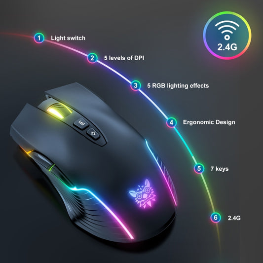 ONIKUMA CW905 2.4G RGB Lighting Wireless Mouse(Black) - Wireless Mice by ONIKUMA | Online Shopping UK | buy2fix