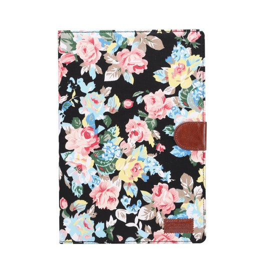 For Samsung Galaxy Tab A8 10.5 2021 X200 / X205 Flower Cloth Leather Smart Tablet Case(Black) - Other Galaxy Tab PC by buy2fix | Online Shopping UK | buy2fix