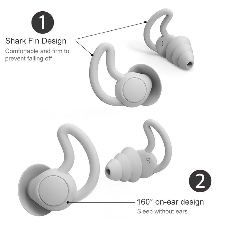 iMeBoBo A1 Shark Fin Version Nano Silicone Sleeping Noise Reduction Earplugs, Style:Two Layer(Grey) - Anti-dust & Ear Caps by buy2fix | Online Shopping UK | buy2fix