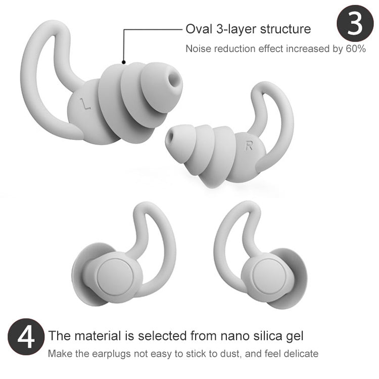 iMeBoBo A1 Shark Fin Version Nano Silicone Sleeping Noise Reduction Earplugs, Style:Two Layer(Grey) - Anti-dust & Ear Caps by buy2fix | Online Shopping UK | buy2fix