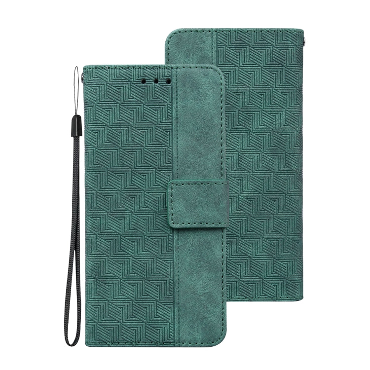 For Samsung Galaxy A13 4G Geometric Embossed Leather Phone Case(Green) - Galaxy Phone Cases by buy2fix | Online Shopping UK | buy2fix