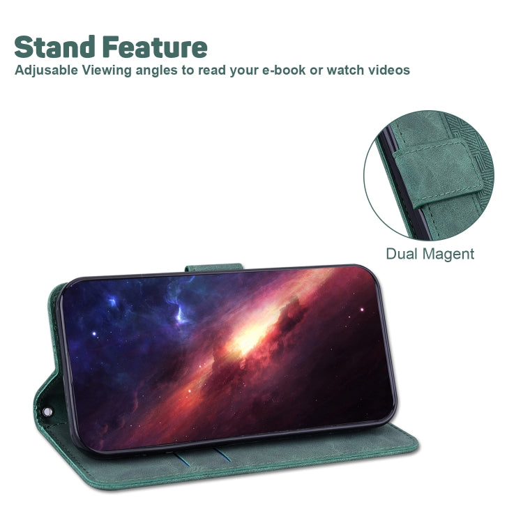 For Samsung Galaxy A13 4G Geometric Embossed Leather Phone Case(Green) - Galaxy Phone Cases by buy2fix | Online Shopping UK | buy2fix