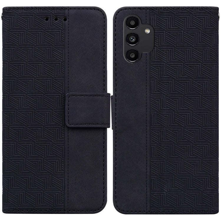 For Samsung Galaxy A13 4G Geometric Embossed Leather Phone Case(Black) - Galaxy Phone Cases by buy2fix | Online Shopping UK | buy2fix
