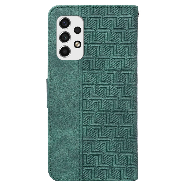 For Samsung Galaxy A73 5G Geometric Embossed Leather Phone Case(Green) - Galaxy Phone Cases by buy2fix | Online Shopping UK | buy2fix