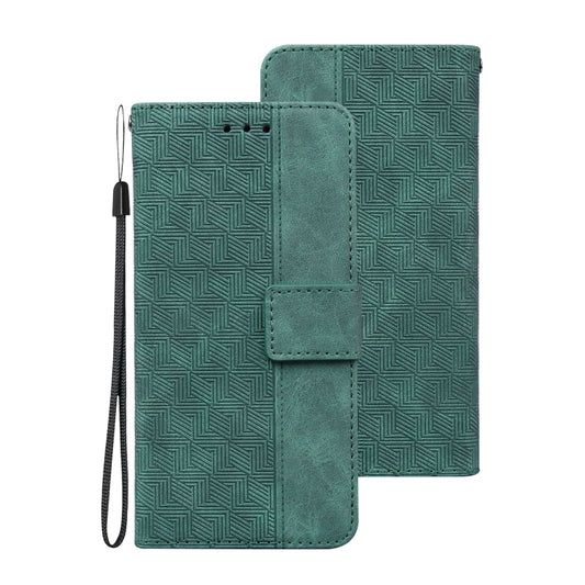 For Samsung Galaxy A42 5G Geometric Embossed Leather Phone Case(Green) by buy2fix