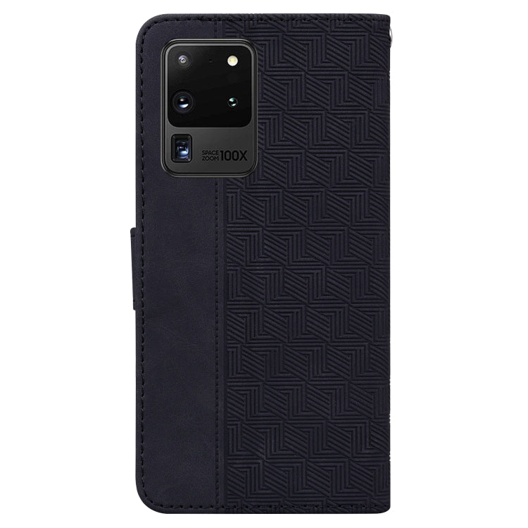 For Samsung Galaxy S20 Ultra Geometric Embossed Leather Phone Case(Black) - Galaxy Phone Cases by buy2fix | Online Shopping UK | buy2fix