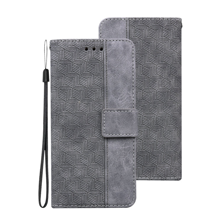 For Samsung Galaxy S22+ 5G Geometric Embossed Leather Phone Case(Grey) - Galaxy S22+ 5G Cases by buy2fix | Online Shopping UK | buy2fix