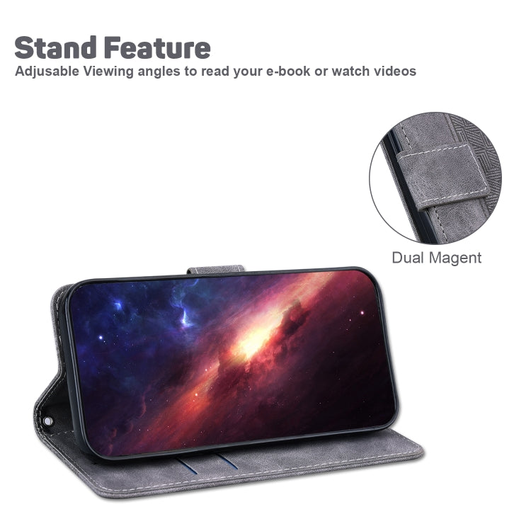 For Samsung Galaxy S22+ 5G Geometric Embossed Leather Phone Case(Grey) - Galaxy S22+ 5G Cases by buy2fix | Online Shopping UK | buy2fix