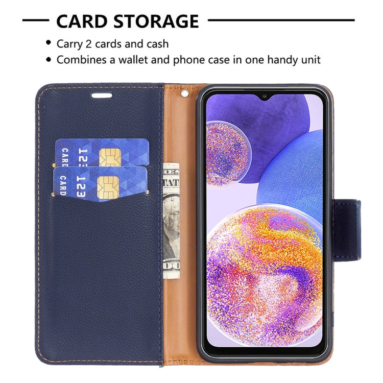 For Samsung Galaxy A23 5G Litchi Texture Pure Color Leather Phone Case(Dark Blue) - Galaxy Phone Cases by buy2fix | Online Shopping UK | buy2fix