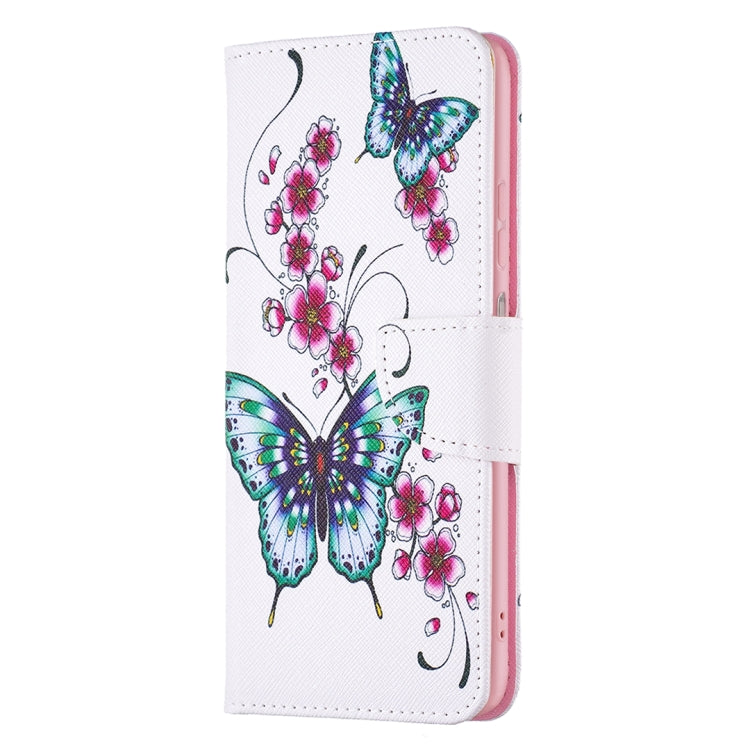 For Samsung Galaxy A23 5G Colored Drawing Pattern Flip Leather Phone Case(Peach Blossom Butterfly) - Galaxy Phone Cases by buy2fix | Online Shopping UK | buy2fix