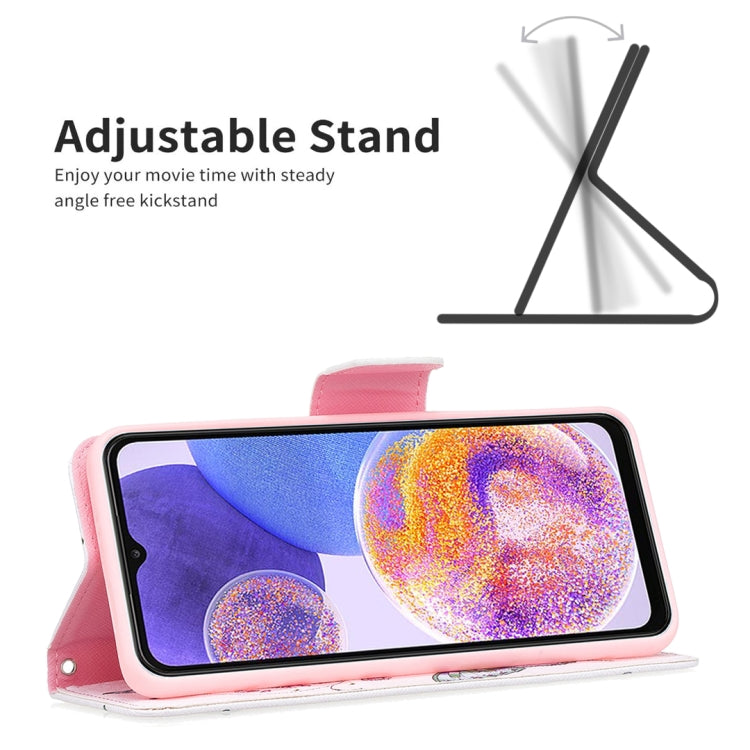 For Samsung Galaxy A23 5G Colored Drawing Pattern Flip Leather Phone Case(Peach Blossom Butterfly) - Galaxy Phone Cases by buy2fix | Online Shopping UK | buy2fix