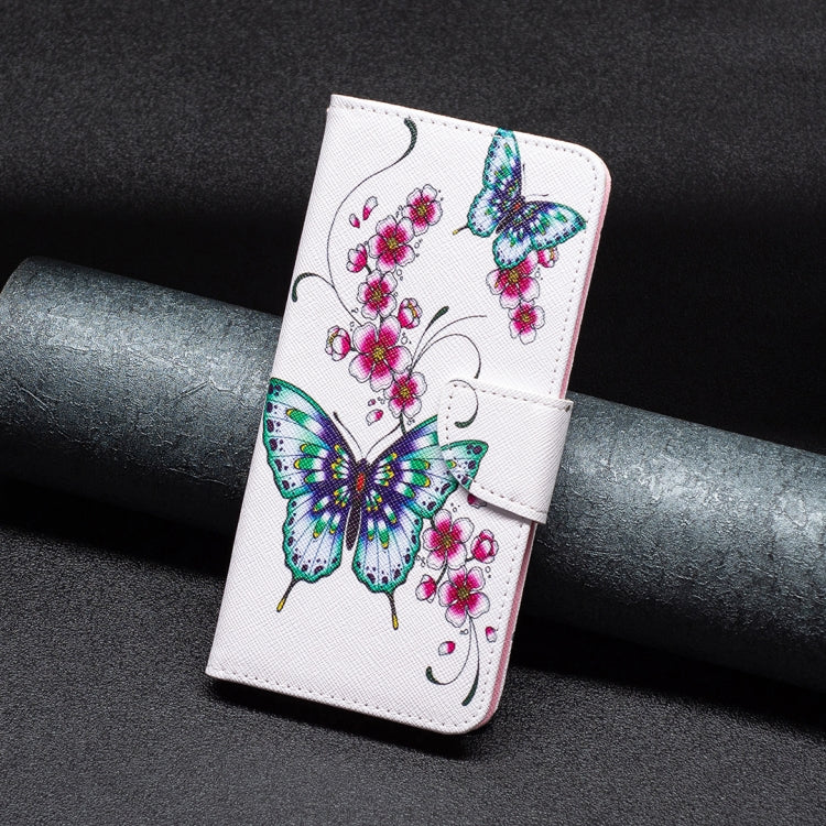 For Samsung Galaxy A23 5G Colored Drawing Pattern Flip Leather Phone Case(Peach Blossom Butterfly) - Galaxy Phone Cases by buy2fix | Online Shopping UK | buy2fix