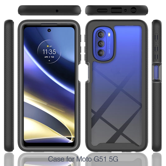 For Motorola Moto G51 5G Starry Sky Full Body Hybrid Shockproof Phone Case(Black) by buy2fix