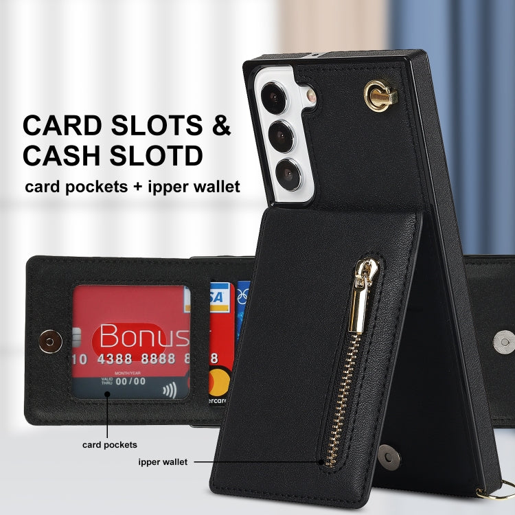 For Samsung Galaxy S22 5G Cross-body Square Zipper Card Holder Bag Phone Case(Black) - Galaxy S22 5G Cases by buy2fix | Online Shopping UK | buy2fix