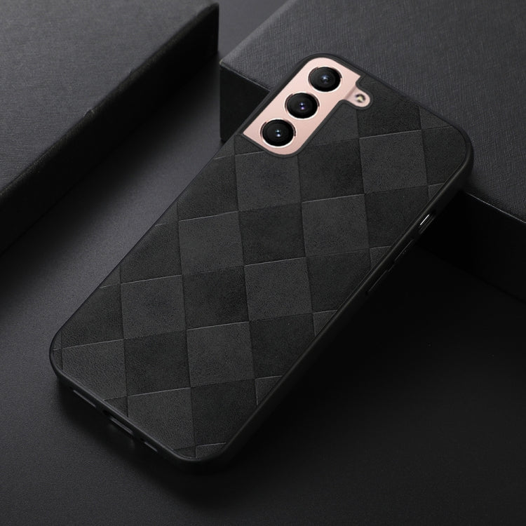 For Samsung Galaxy S22+ 5G Weave Plaid PU Phone Case(Black) - Galaxy S22+ 5G Cases by buy2fix | Online Shopping UK | buy2fix
