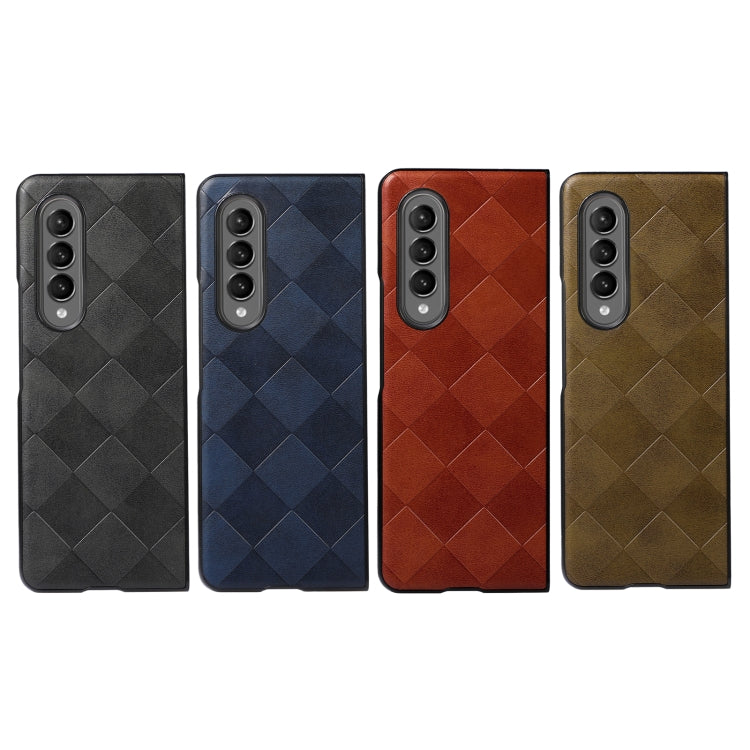 For Samsung Galaxy Z Fold3 5G Weave Plaid PU Phone Case(Black) by buy2fix