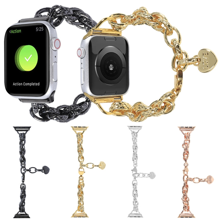 Stainless Steel Heart Pendant Watch Band For Apple Watch Series 9&8&7 41mm / SE 3&SE 2&6&SE&5&4 40mm / 3&2&1 38mm(Silver) by buy2fix