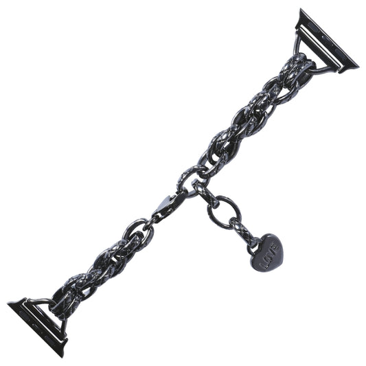 Stainless Steel Heart Pendant Watch Band For Apple Watch Ultra 49mm&Watch Ultra 2 49mm / Series 9&8&7 45mm / SE 3&SE 2&6&SE&5&4 44mm / 3&2&1 42mm(Black) by buy2fix