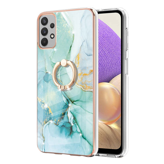 Samsung Galaxy A53 5G Electroplating Marble IMD TPU Phone Case with Ring Holder(Green 003) by buy2fix