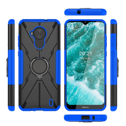 For Nokia C30 Armor Bear Shockproof PC + TPU Phone Protective Case with Ring Holder(Blue) - Nokia Cases by buy2fix | Online Shopping UK | buy2fix