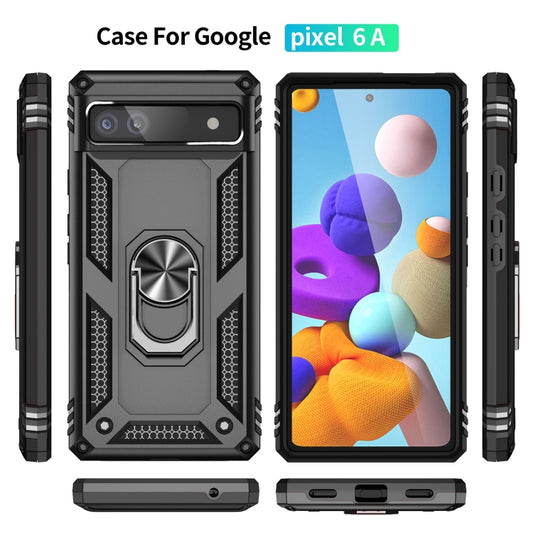 For Google Pixel 6A Shockproof TPU + PC Protective Case with 360 Degree Rotating Holder(Black) by buy2fix